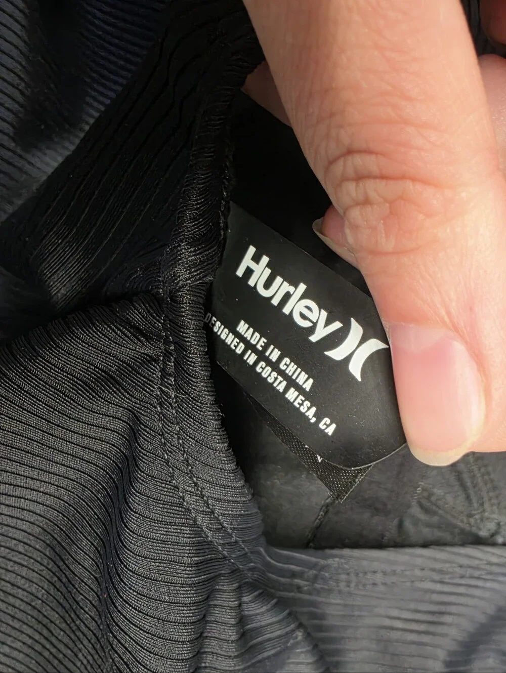 Hurley Black Ribbed One-Piece Swimsuit